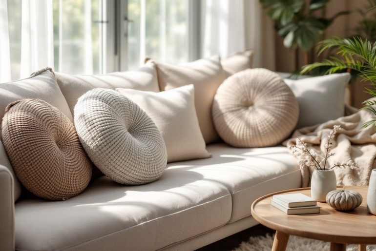 10 façons créatives d’intégrer des coussins ronds dans votre déco