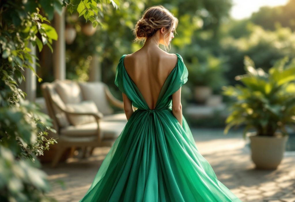 Robe Longue Vert Émeraude avec Dos Nu : Synonyme d’Élégance et de Sensualité