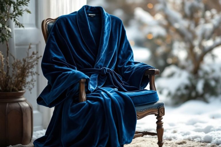 Robe bleu roi en velours : charme hivernal assuré