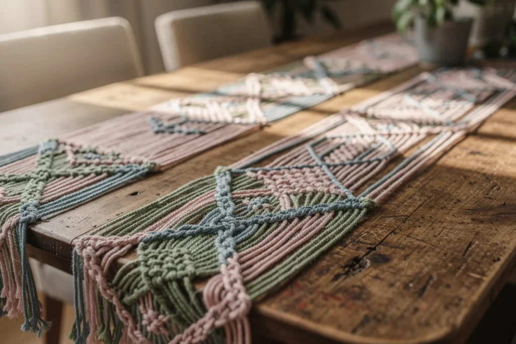 Chemins de table en macramé coloré : osez l’originalité
