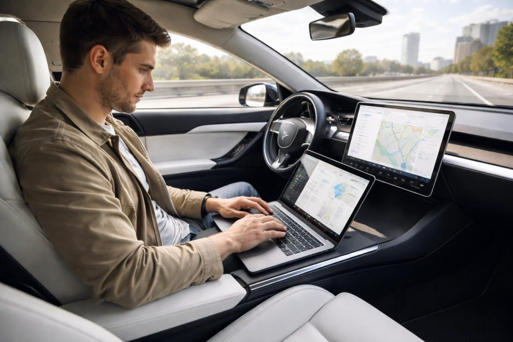 Optimisez vos déplacements professionnels avec le MacBook Pro en voiture électrique Tesla