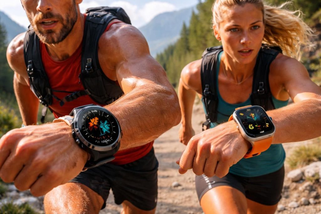 Technologies sportives avec les montres connectées Garmin Fenix et Apple Watch Ultra pour athlètes