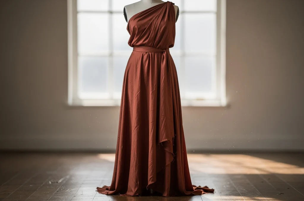 Robe longue terracotta style empire : mise en valeur assurée pour chaque occasion