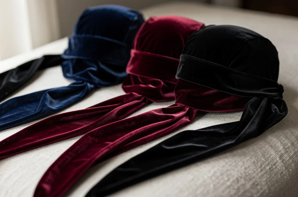 Optez pour le style et la protection avec notre sélection de durags en satin et velours