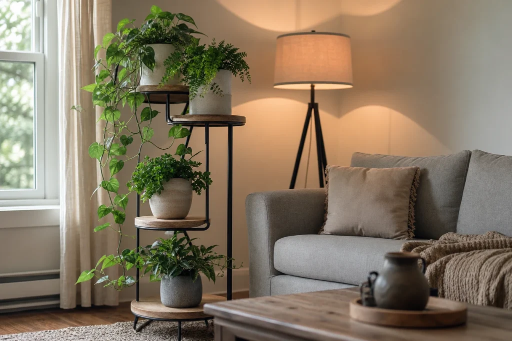 Comment marier porte-plante et luminaire pour sublimer votre salon